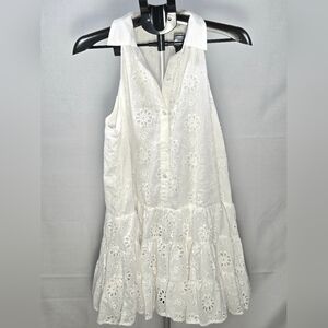 Talulah Tiered Minimalist Boho Eyelet Coastal Midi Dress, Medium